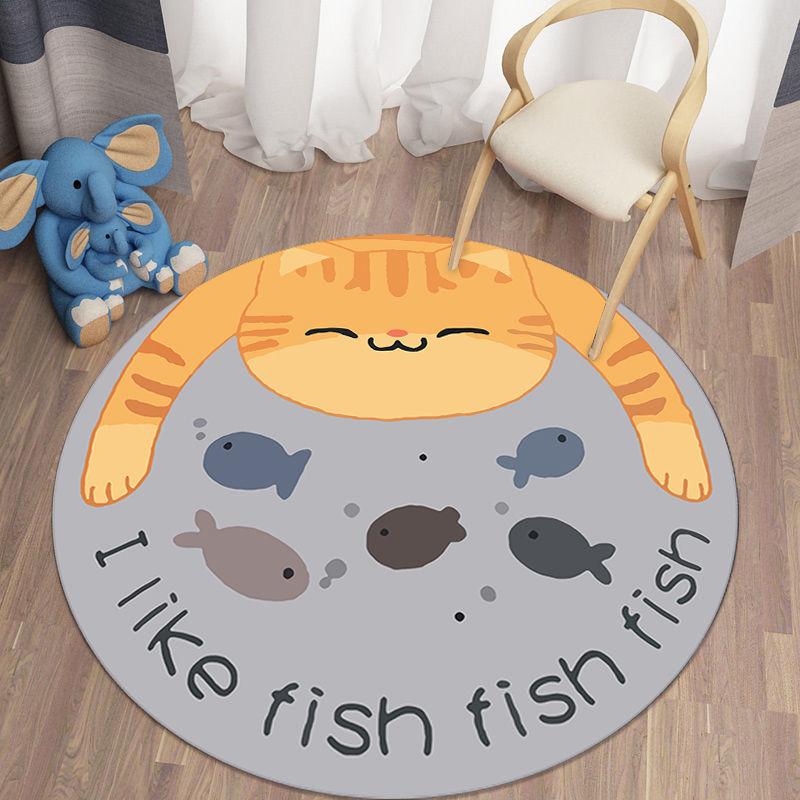 Cartoon round coffee table floor mat cute table and chair children's room fresh floor mat suitable for bedroom living room