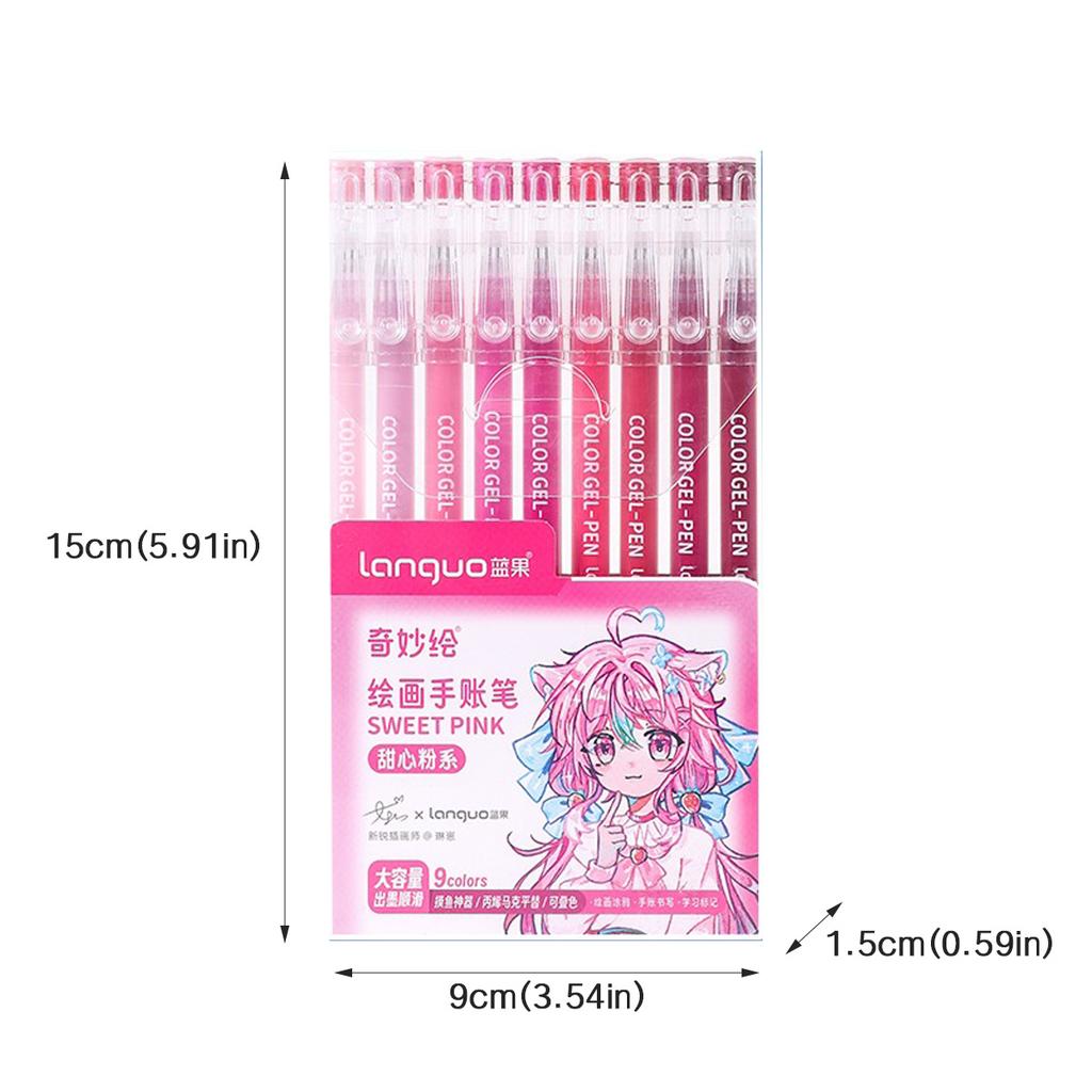 6/9pcs Set Languo Morandi Gel Pens 0.5mm Kawaii Pastel Set for Students Diary Scrapbook Painting & Drawing Pen School Supplies