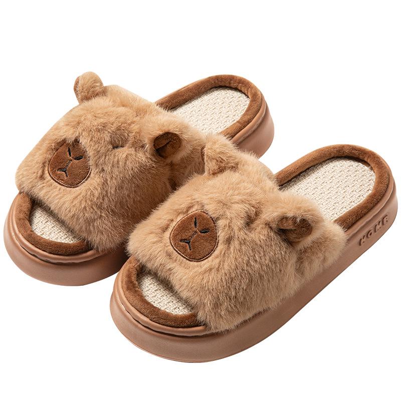 Cartoon Open-Toe Parent-Child Fluffy Slippers for All Seasons