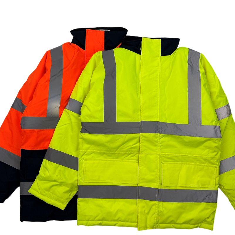 European and American Style Men's Autumn and Winter Outdoor Cotton-Padded Reflective Strip Jacket, Windproof and Waterproof Outdoor Workwear Coat