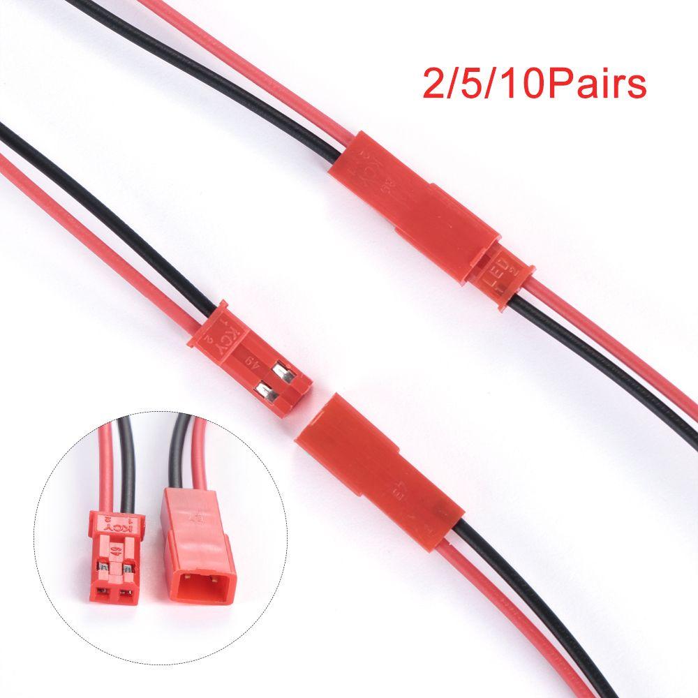 2/5/ 10Pairs New 22AWG  100/150mm 2 Pin Connector  Socket Plug Cable Wire Male + Female