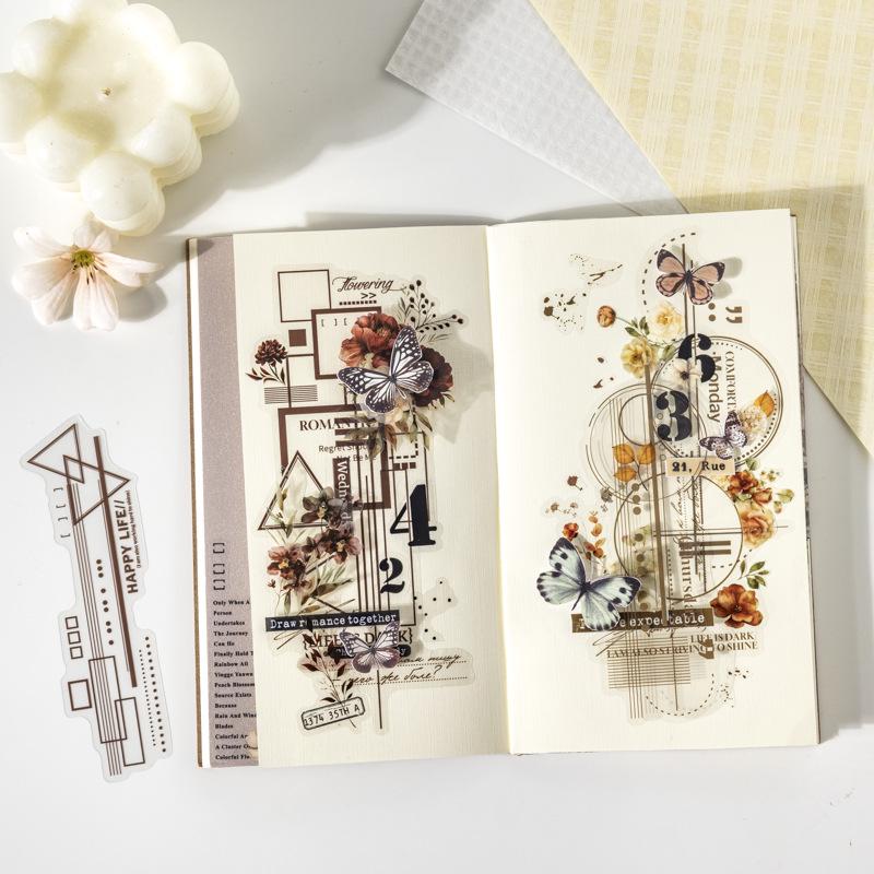 Ketchup Girl Geometric Lines PET Sticker: DIY Journal & Collage Decoration Series