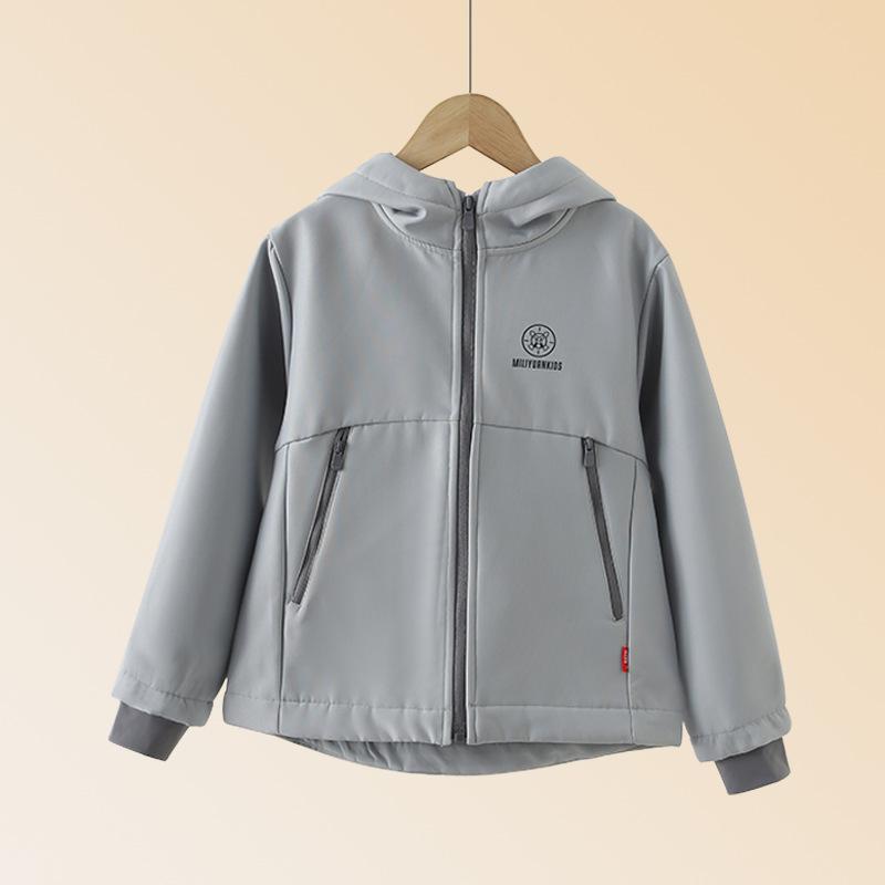 Kids Thickened Fleece Windbreaker Jacket For Boys And Girls Children Warm Outerwear