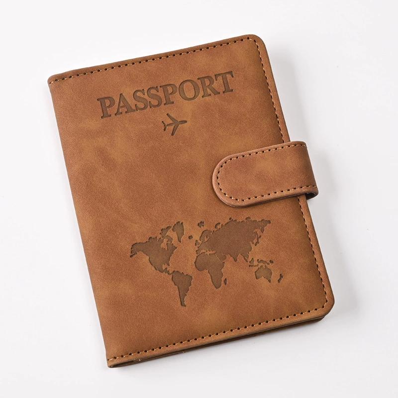 Men Women Nubuck Leather Passport Cover Travel Mad Holder Case Ticket Wallet with Credit Card Holder Protector Cover