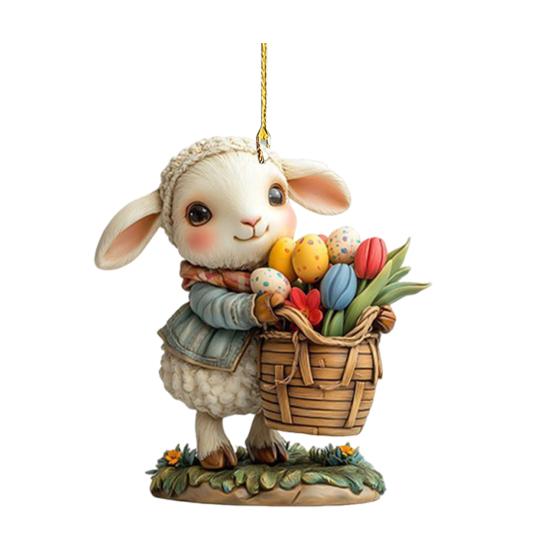 Yousheng Easter Ornament with Lanyard Easy to Hang Adorable Appearance Cartoon Bunny Shaped Car Rearview Mirror Hanging Pendant
