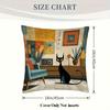 1Pc Of Short Plush Decorative Pillow Cover Featuring An Atomic Cat Design In Mid-Century Modern Style, With Single-Sided Printin