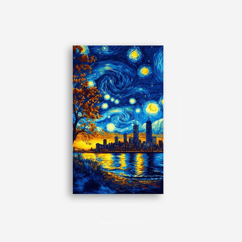 

Starry Night Cityscape Beach Towel Patterned Sunscreen And Windproof Suitable For Swimming Pool Camping Travel Blanket W40*H60(CM)