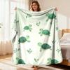 Cute Green Turtle Leaf Pattern Print Soft Cozy Lightweight Sofa Bed Throw Blanket