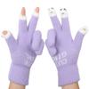 1 Pair Warm Plush Gloves Cutout Finger Tips Thick Plush Funny Cartoon Face Knitted Soft Elastic Anti-slip Warm Touch Screen Cycling Gloves