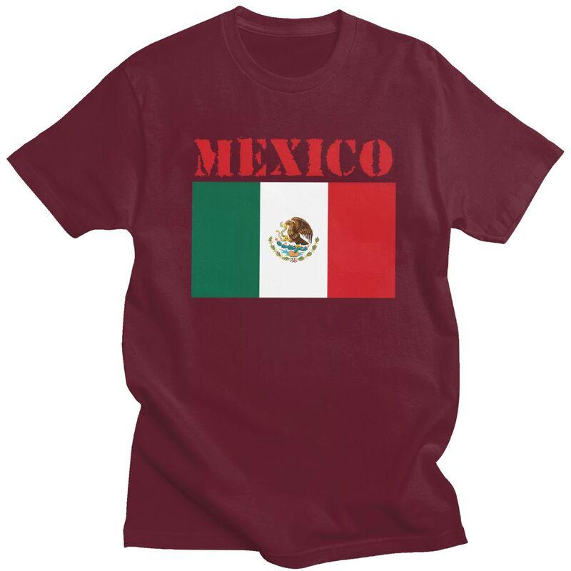 Custom Mexico Flag Tshirt for Men Short Sleeves Casual T Shirt Fashion Tshirt Loose Fit Pure Cotton Tee Gift