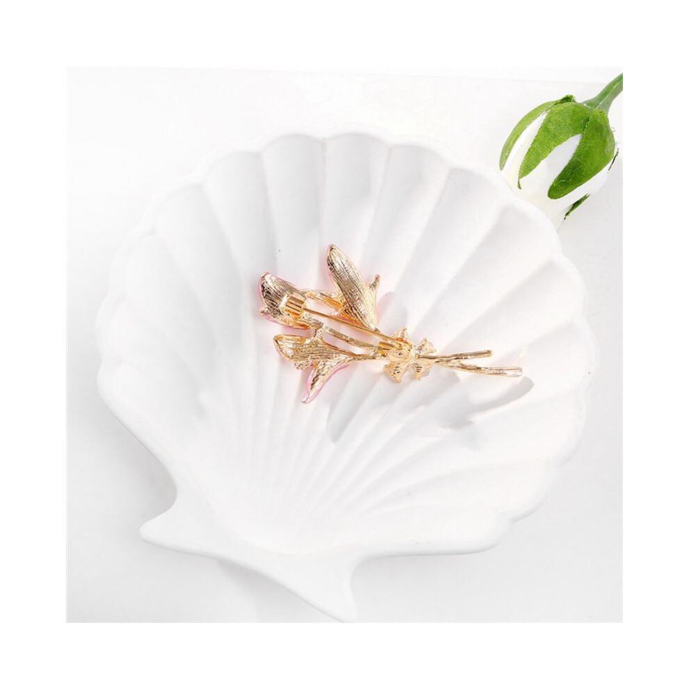 Emaille-Brosche für Damen mit rosa Lilien, geeignet für Hochzeiten, Partys, den täglichen Bürogebrauch und als Geschenk.