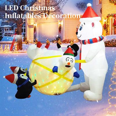 6FT Long Christmas Inflatables Polar Bear Snowman Penguin Shaped LED Blow Up Lighted Yard Decor