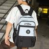 Schoolbag American Ice Blue Black Color Matching Cool Feeling Tooling Schoolbag Loose Teenager Feeling Junior and High School Boys Trendy Cool Style 