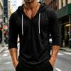 Men's Loose Fit Casual Hoodie Lightweight Pullover with 3/4 Sleeve Drawstring Hooded Shirt for Everyday Wear
