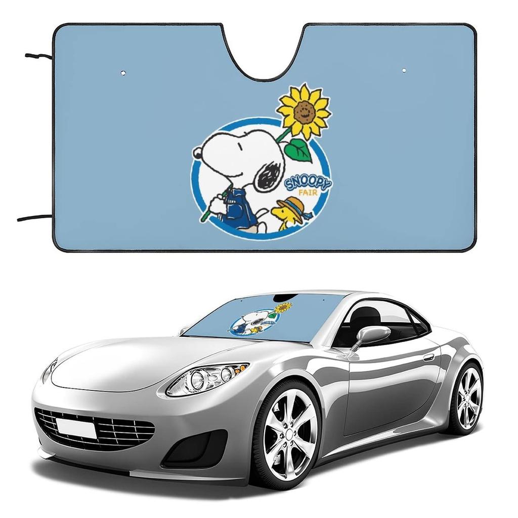 Snoopy Car Sunshade, Insulating, Suction Cup Sunshade, UV Protection, Perfect for Car Camping, Cute and Stylish, 130x70cm (Sunflower B)