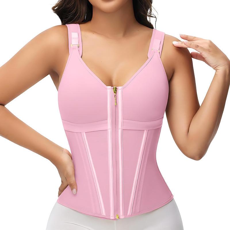 Body Sculpting Slimming Tummy Control Sports Zipper Shapewear for Women - Enhanced Three-Row Buckle Vest