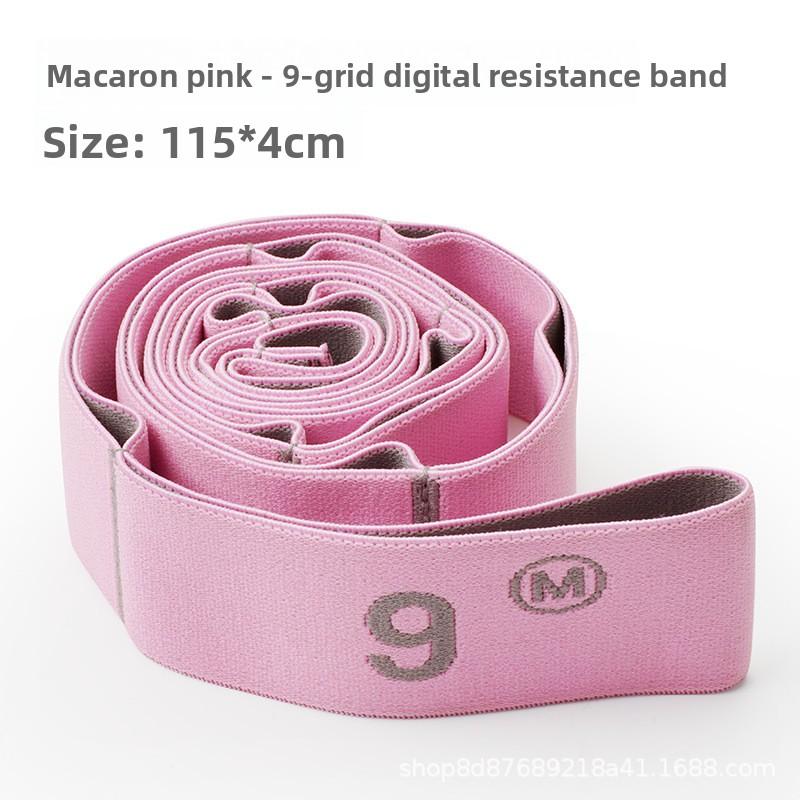 Digital Segmented Yoga Stretching Band, Grid Fitness Resistance Band, Adult Dance Stretching Resistance Band, Elastic Band for Fitness 9 grid-pink (2 pieces)