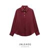 Jnleaog Autumn New Women's Clothing Fashion Style Gold Decorated Row Button Silk Satin Texture Shirt 2138748