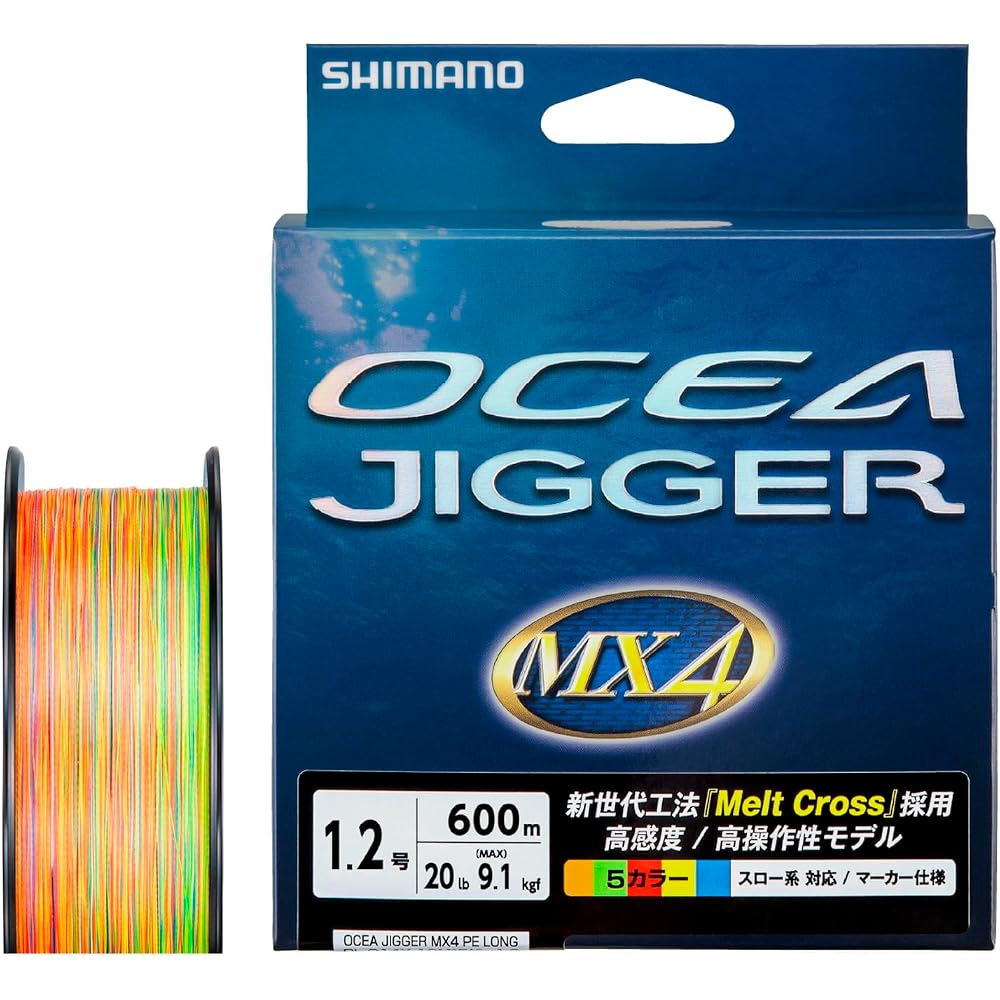 Shimano Ocea Jigger MX4 PE Line 600m 1.2号 (20lb) Multicolor Fishing Line
