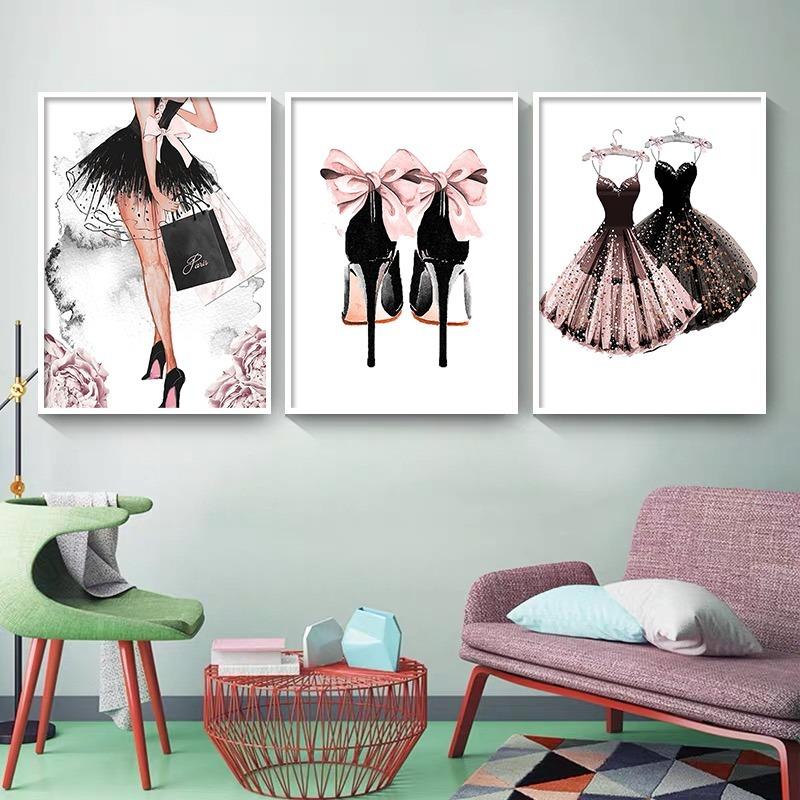Buy Nordic Posters And Prints Girl Perfume Flower Lipstick High Heels ...