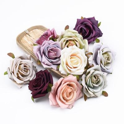 5/10pcs 8CM European Roses Head Wedding Decorative Flowers Wall Bridal Accessories Clearance Artificial Flowers Wholesale