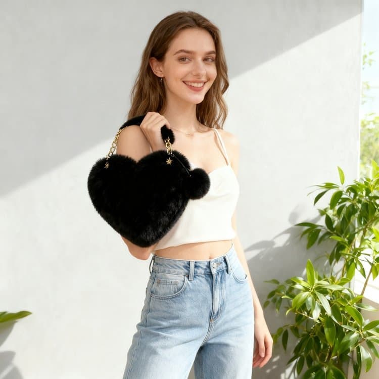 Herz-Umhängetasche mit Reißverschluss Crossbody-Tasche