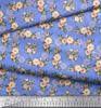 Soimoi Blue Poly Crepe Fabric Begonia & Peony Floral Print Fabric by the Yard 42 Inch