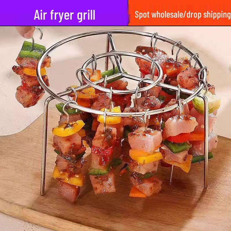 

Набор решеток для аэрофритюрницы из нержавеющей стали 304: Вертел, решетка для барбекю и держатель для шампуров 24 Skewers