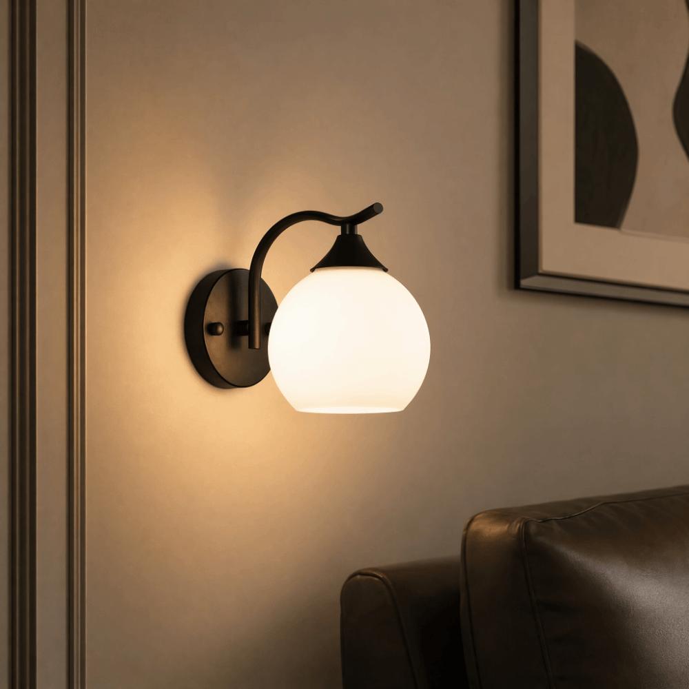 Milky White Glass Wall Sconce Light 110-220V Wall Mounted Lamp Wall Light Fixture  Living Room