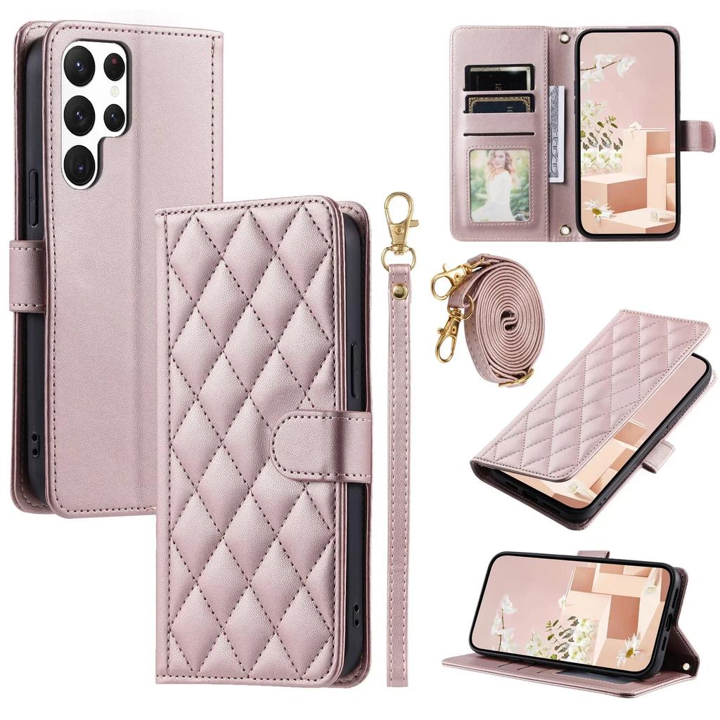 Crossbody Phone Case for Samsung Galaxy S23 S21 FE S24 Plus S25 Ultra A05 A05S A15 A25 A35 A55 A16 A26 A36 A56 Leather Cover