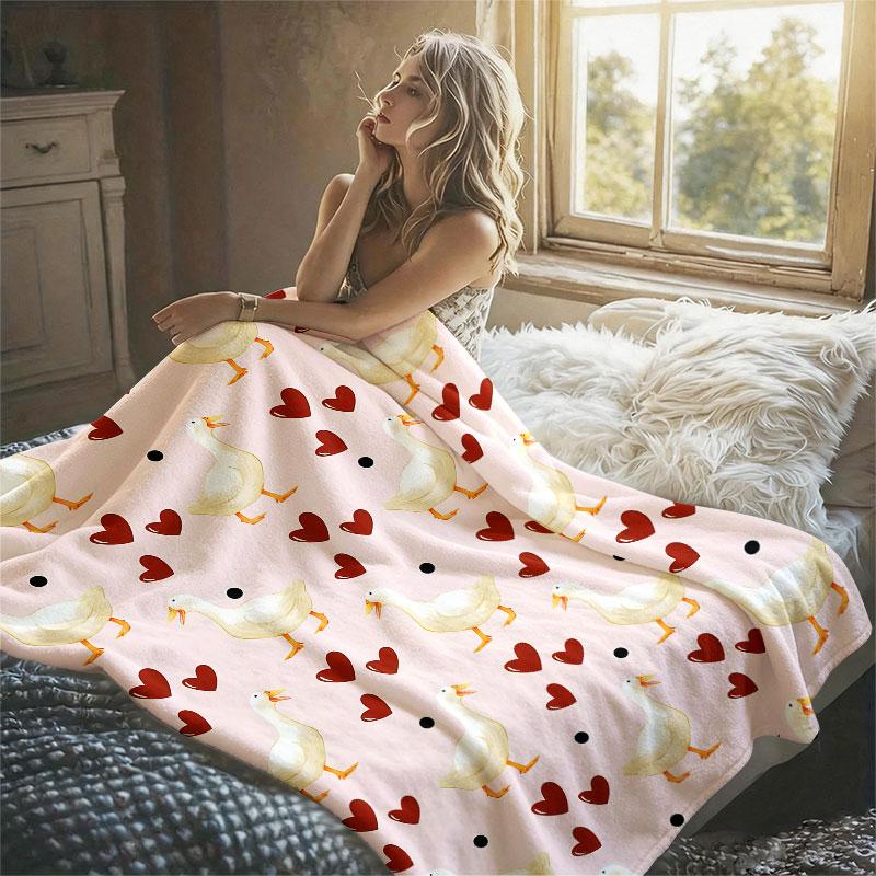 Cute Duck Flannel Blanket Warm Soft Halloween Christmas Decorative Couch Warm Cozy All-Season Gift