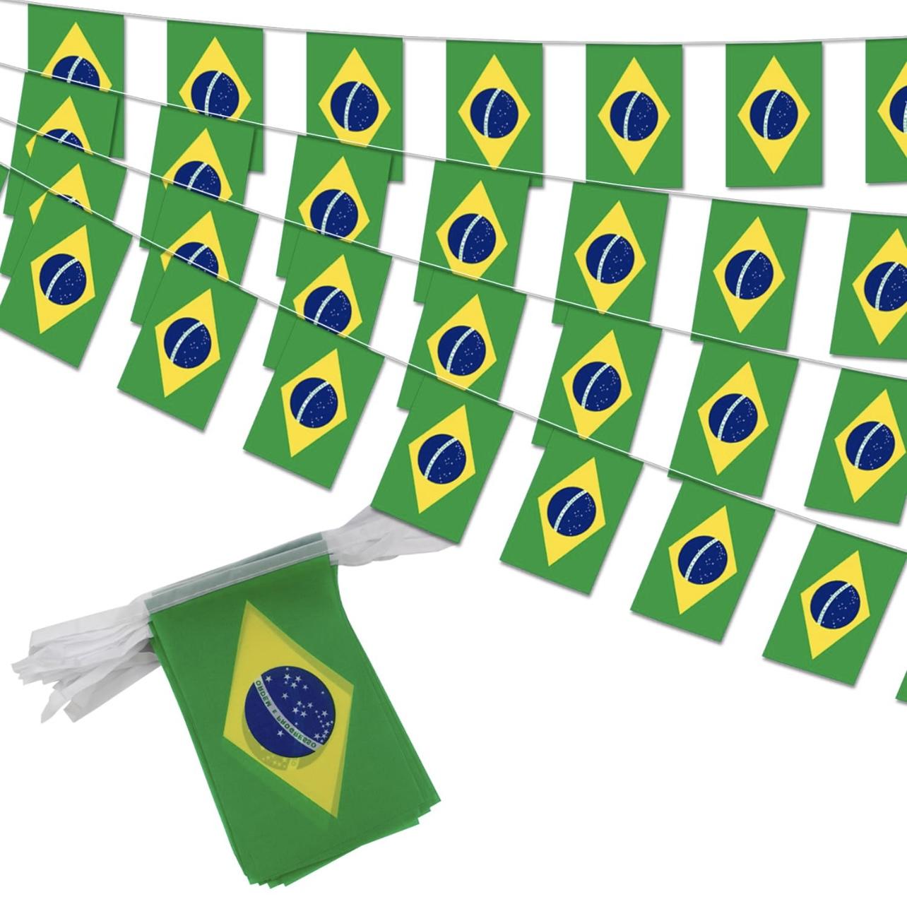 20 / set of Brazil bunting flags 14x21cm square bunting string bunting Holiday party Brazil Flags polyester hanging decoration 14x21cm
