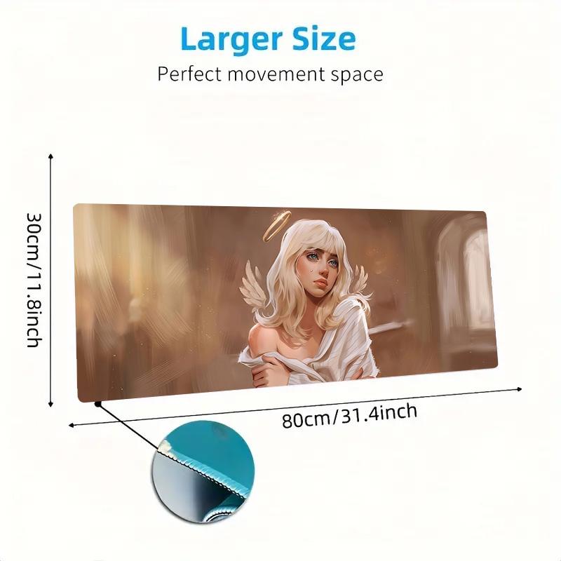 Angel Wings Halo Lace Solid Color Mouse Pad Large Gaming Table Cushion Non-slip Laptop Tablet Big Mousepad XXL Mat Mini PC Playmat With Lock edge