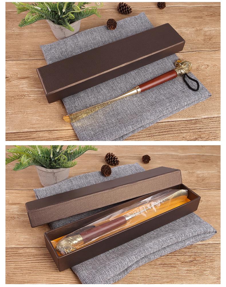 Metal Alloy Lion & Horse Head Zodiac Solid Wood Long Shoehorn