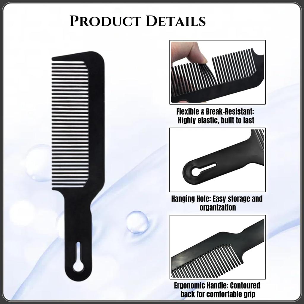 4-Pack Black Hair Combs Set – Durable, Heat-Resistant Flat Top and Fading Combs for Barbers, Stylists & Home Use, Anti-Static, Versatile, Ergonomic