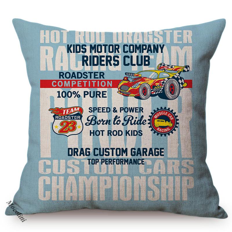 1986S Vintage Motorcycle Style Cushion Cover Letter Poster Cool Punk Cartoon Decorative Linen Car Sofa Throw Pillow Case Cojines