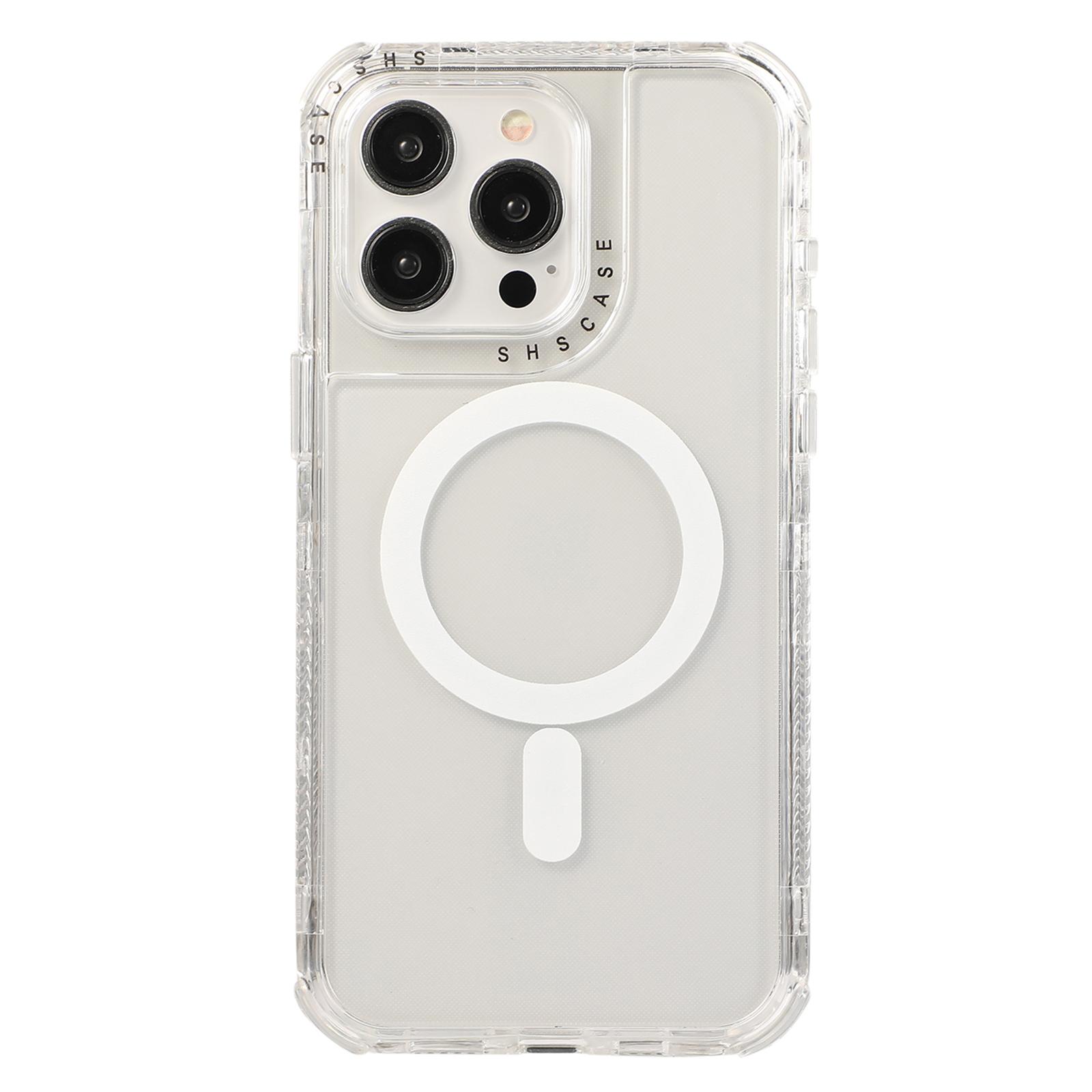 

For iPhone 14 Pro Max Magnetic Case Reinforced Corners PC+TPU Phone Cover Transparent