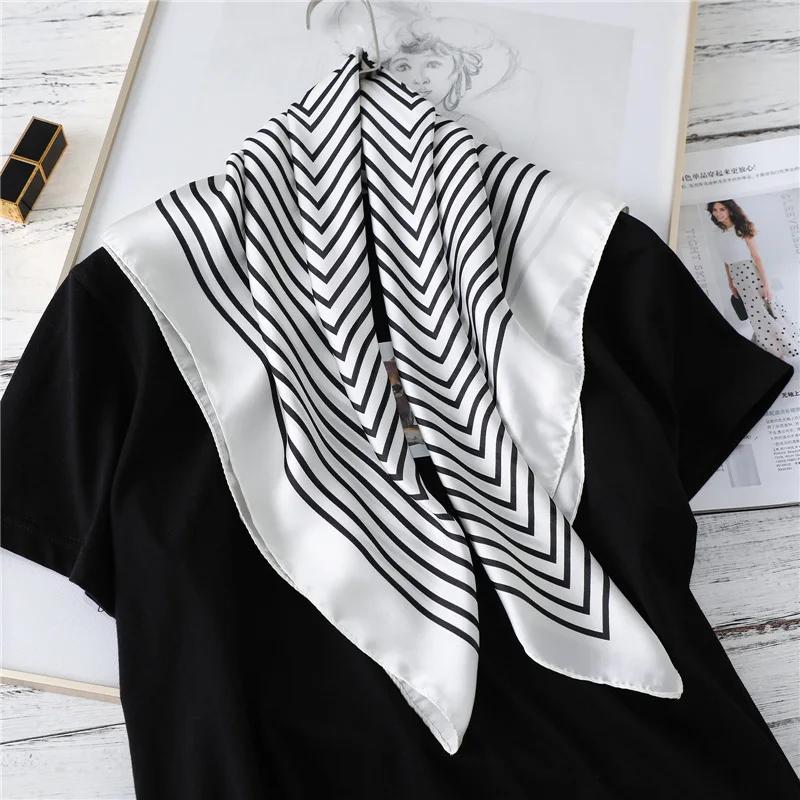 70*70cm Silk Scarf Scarftop Headwraps For Woman Fashion Four Seasons Hair Accessories Hijab Foulard Bandana Femme Headscarf