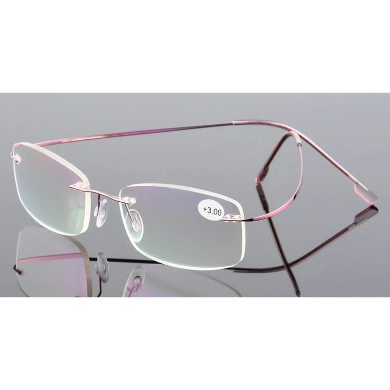 

Сверхлегкие титановые очки для чтения без оправы TR90 с эффектом памяти для мужчин и женщин, очки для дальнозоркости + 1,0 + 1,5 + 2,0 до + 3,5 + 4,0 350