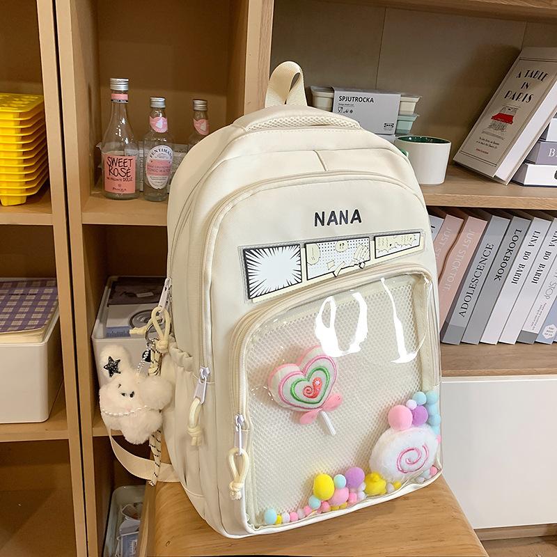 Schoolbag Light Pain Bag School Bag Large Capacity Backpack Ultra Light Girls Bag Pain Bag Junior High School Second Dimensional Girls Wind Backpack