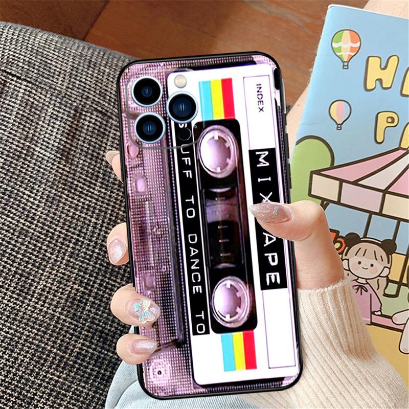 Cassette Tape Phone Case For iPhone 16 15 14 Pro Max 11 12 13 Pro Max Mini XR 16e 16 15 Plus Bumper Cover