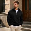 Versatile Weekend Wear Mens Quarter Zip Sweatshirt, Stand Collar Athletic Fleece Pullover, Ribbed Hem Cuffs, Casual Streetwear Hoodie Long Sleeve