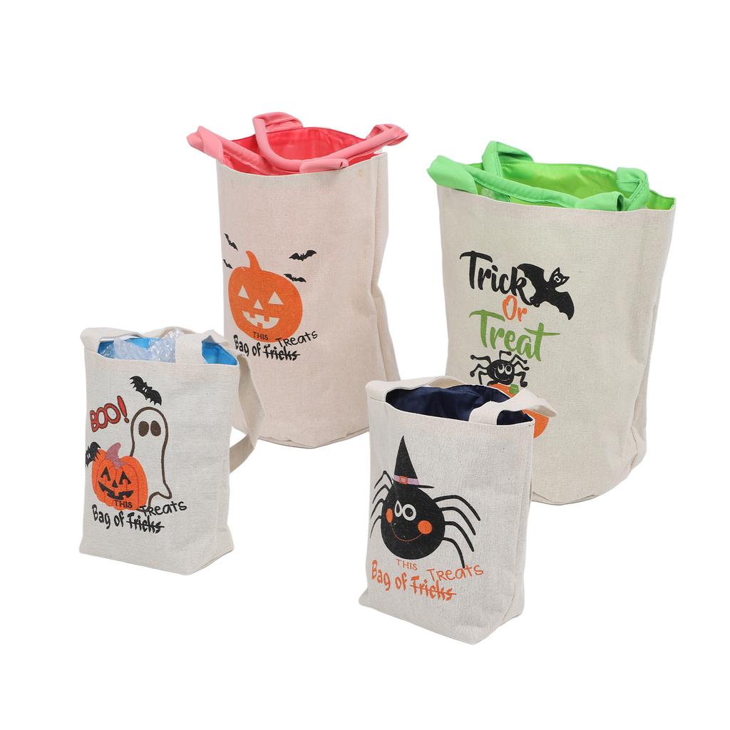 4Pcs Doces ou travessuras Sacola de lona Doces Lanches Bolsa de ombro único Bolsa de presente para festa