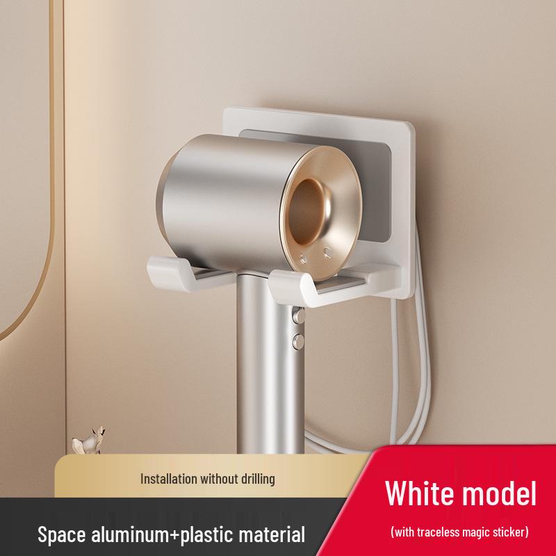 Wall-Mounted Hair Dryer Holder & Storage Shelf