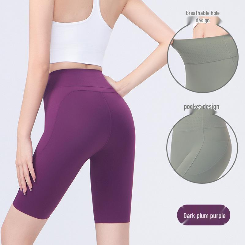 Double-Sided Tummy Control Shark Pants - Five-Pocket Hip Lift Cycling Leggings for Summer Yoga and Fitness