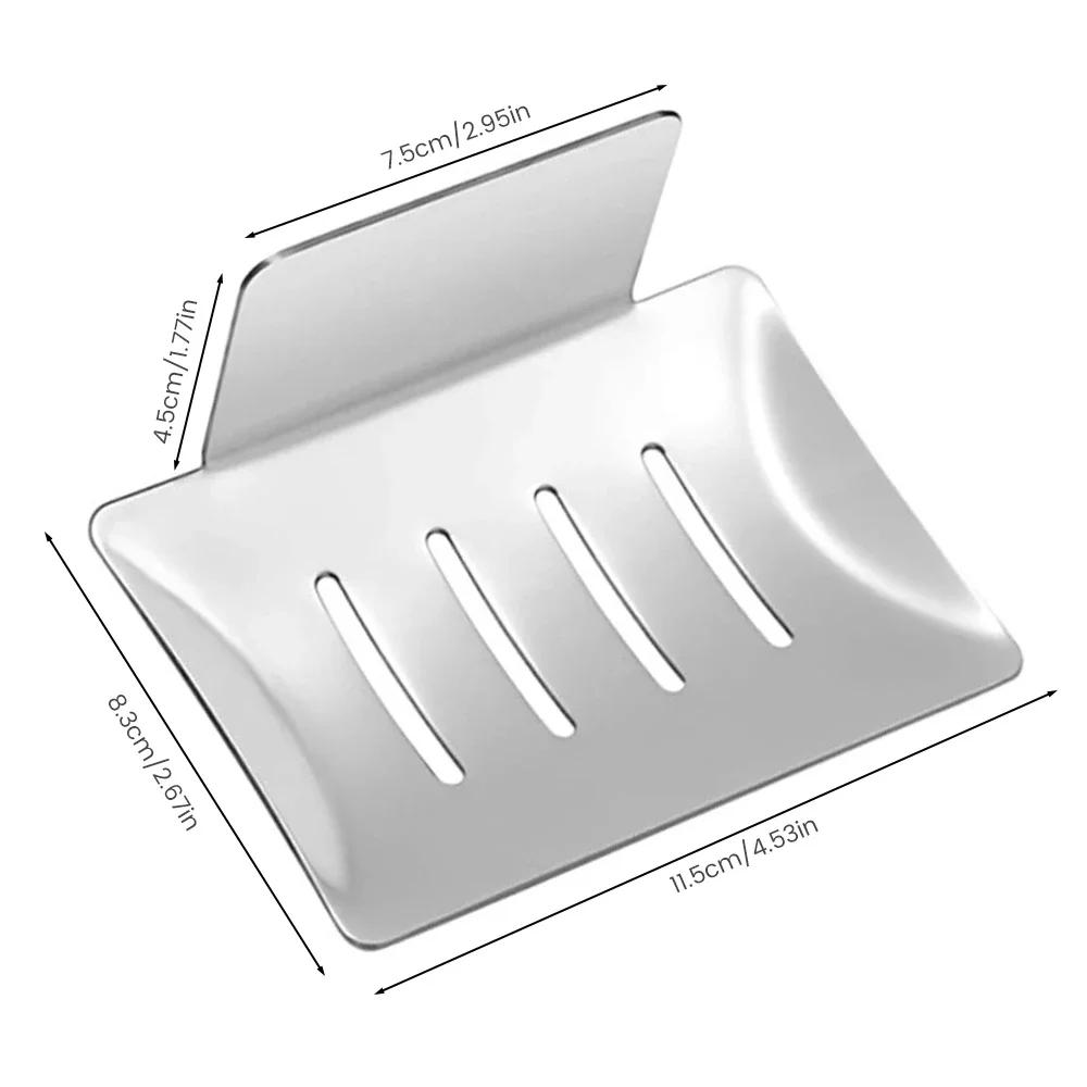 304 Stainless Steel Soap Dishes Self-adhesive Wall Mounted Bathroom Soap Holder Rustproof No Drilling Soap Sponge Tray Jaboneras