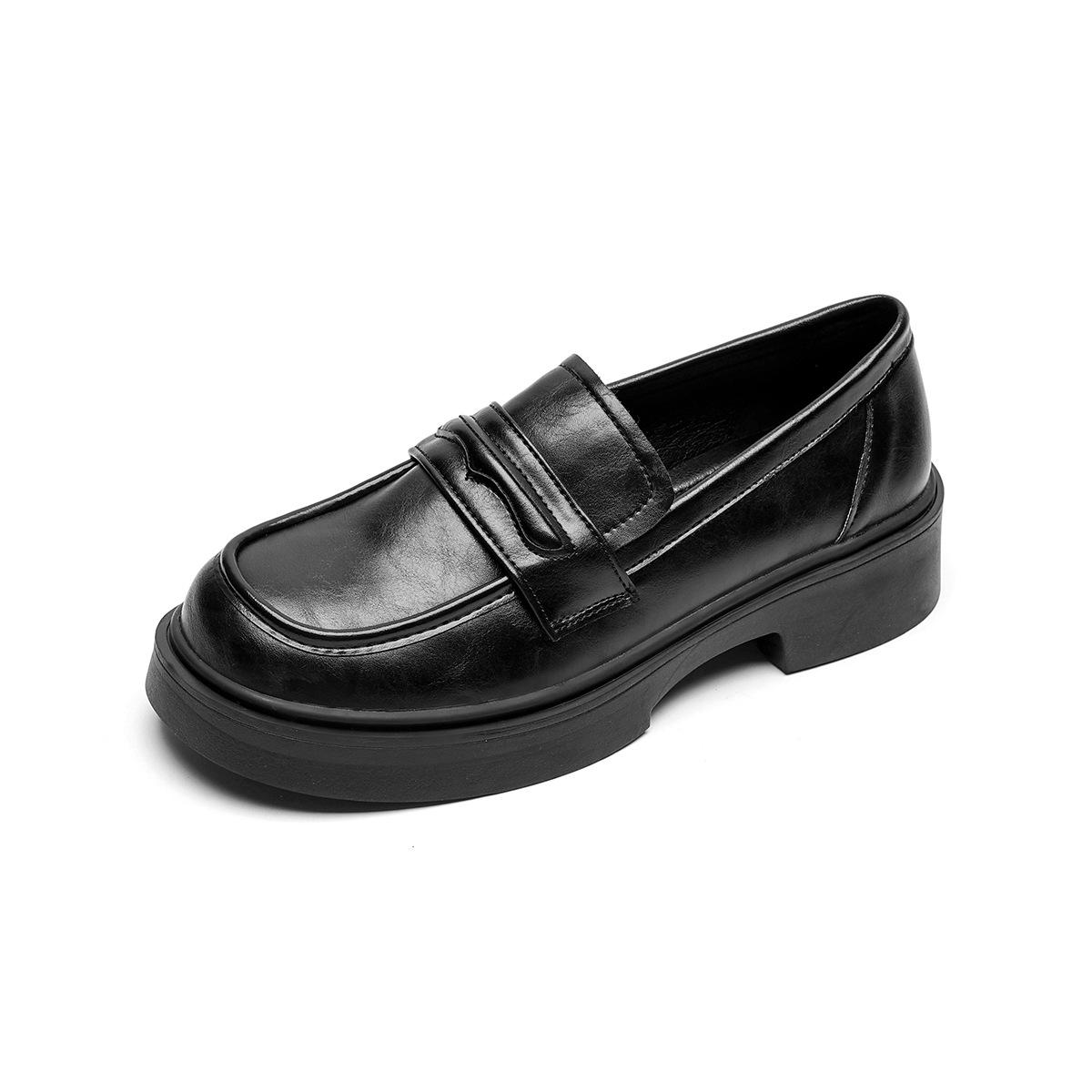 

Weiwei girl 75-98 velvet loafers women s platform warm black one-pedal small leather shoes thick heel single shoes women 35