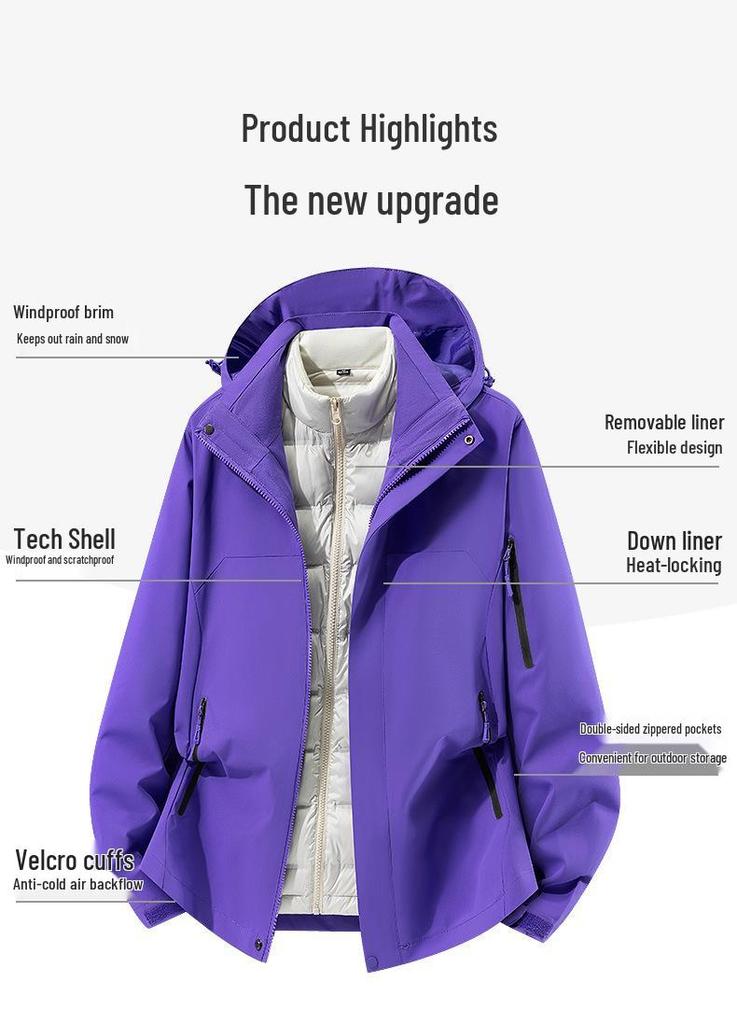 2026 Winter Couple's 3-in-1 Down Jacket Set - White Duck Down Windbreaker and Liner