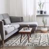 Ecru Ethnic Pattern Long Pile Rug 133x190