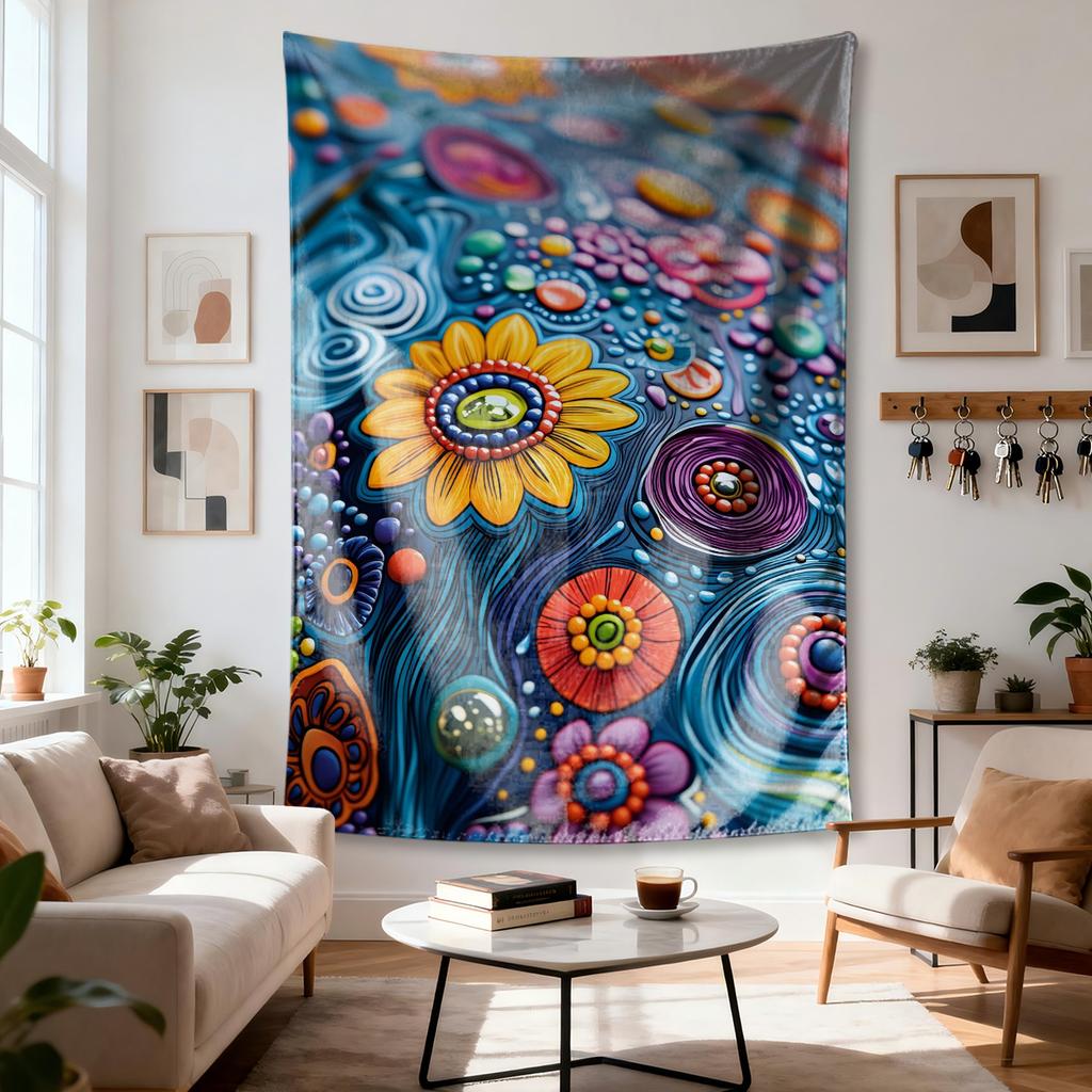 Vibrant floral patterns with Digital printing polyester wall tapestry suitable for use living rooms bedrooms offices bars party